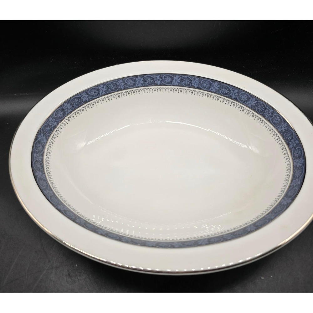 Royal Doulton Sherbrooke H5009 Oval Vegetable Bowl Blue Laurel Platinum Trim 12"